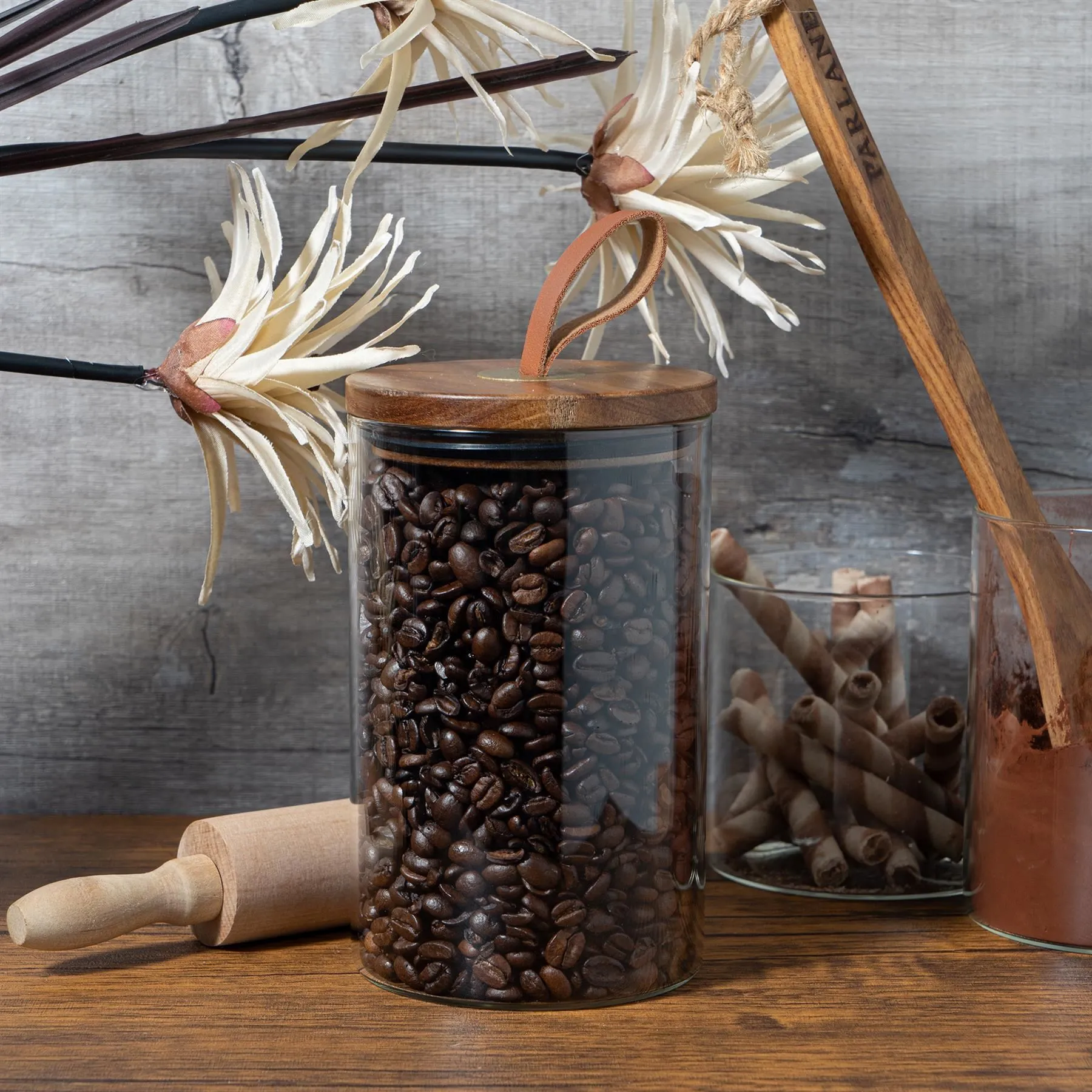 1L Wooden Loop Lid Storage Jar - By Argon Tableware