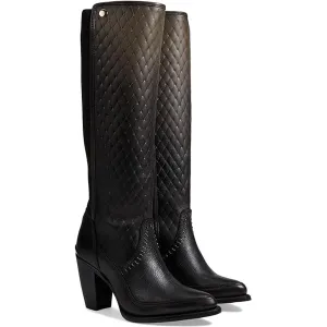 Black Embroidered Tall Boots