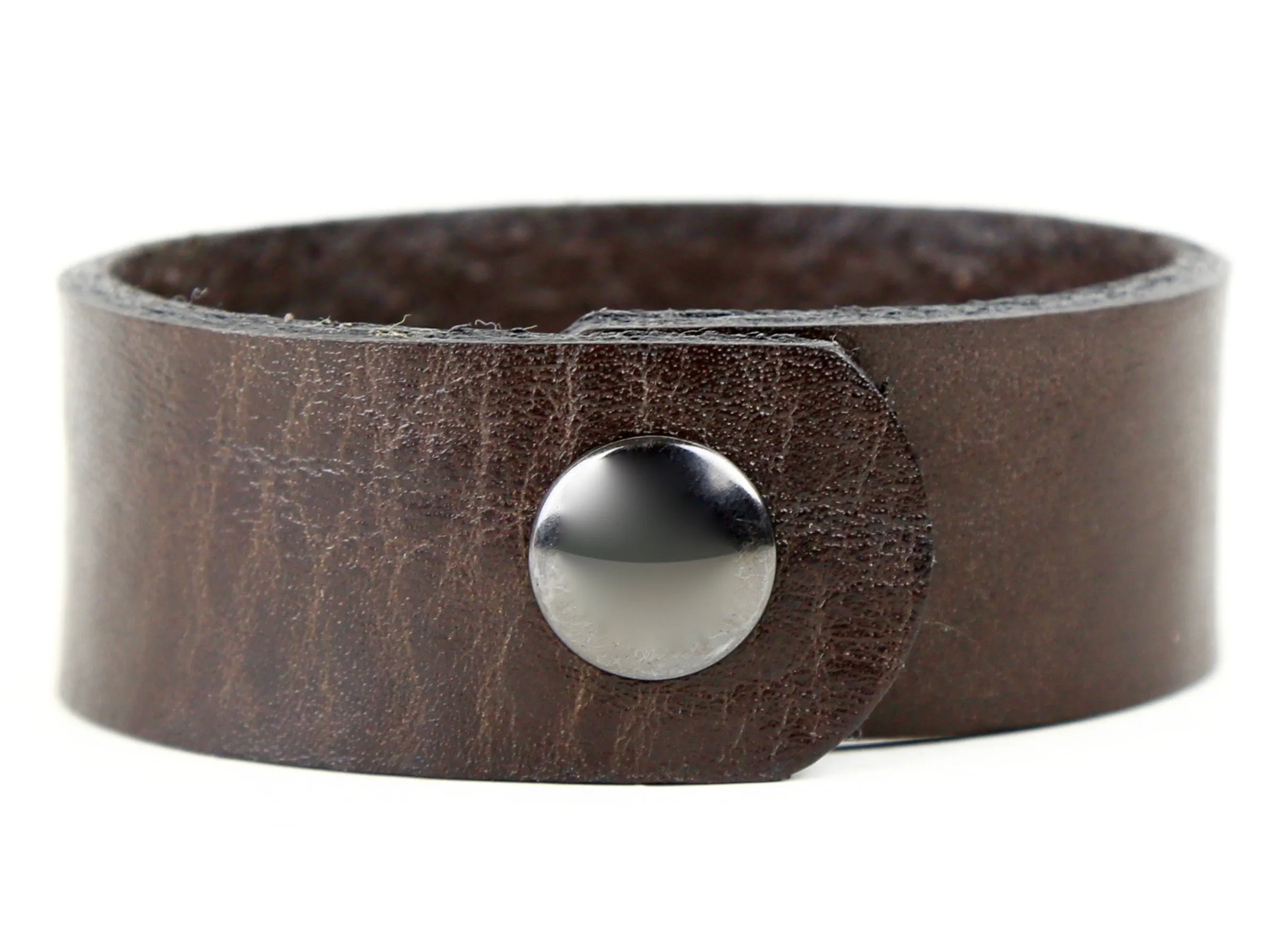 Brown Pebble Grain Leather Wristband