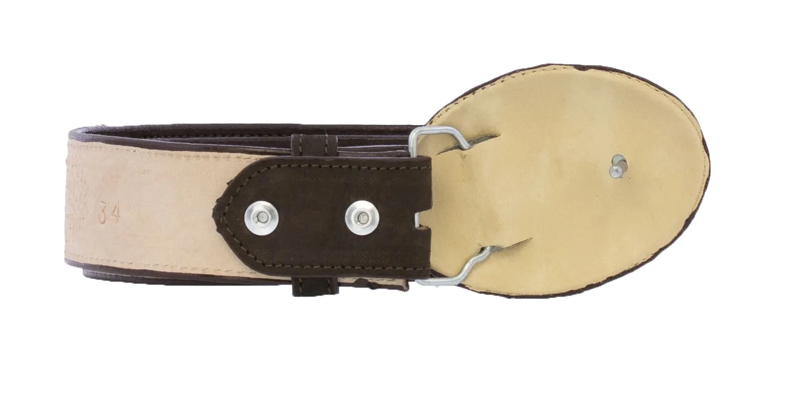 Brown Western Cowboy Belt Elephant Print Leather Cinto - Round Buckle
