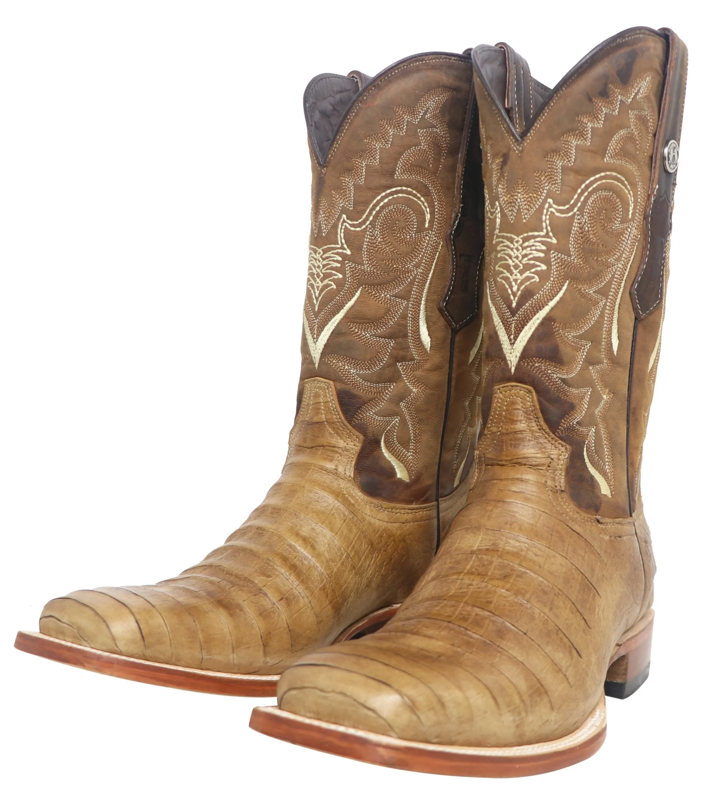 Caiman Belly Embossed Square Toe