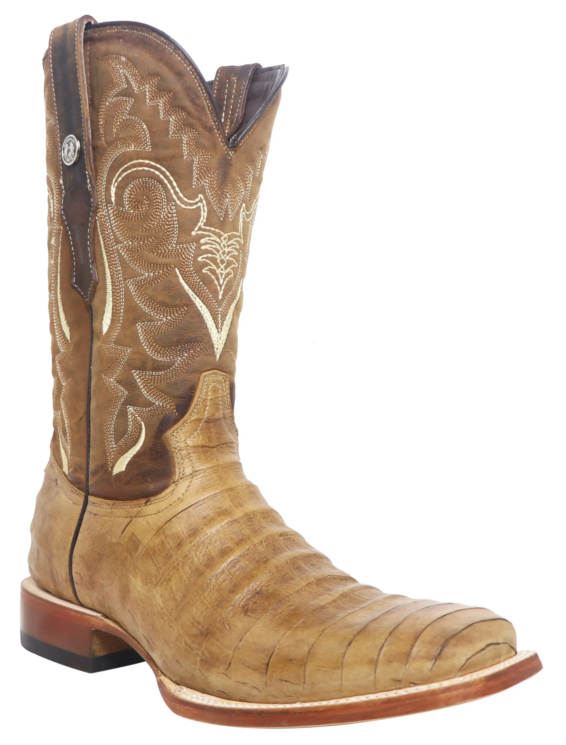 Caiman Belly Embossed Square Toe