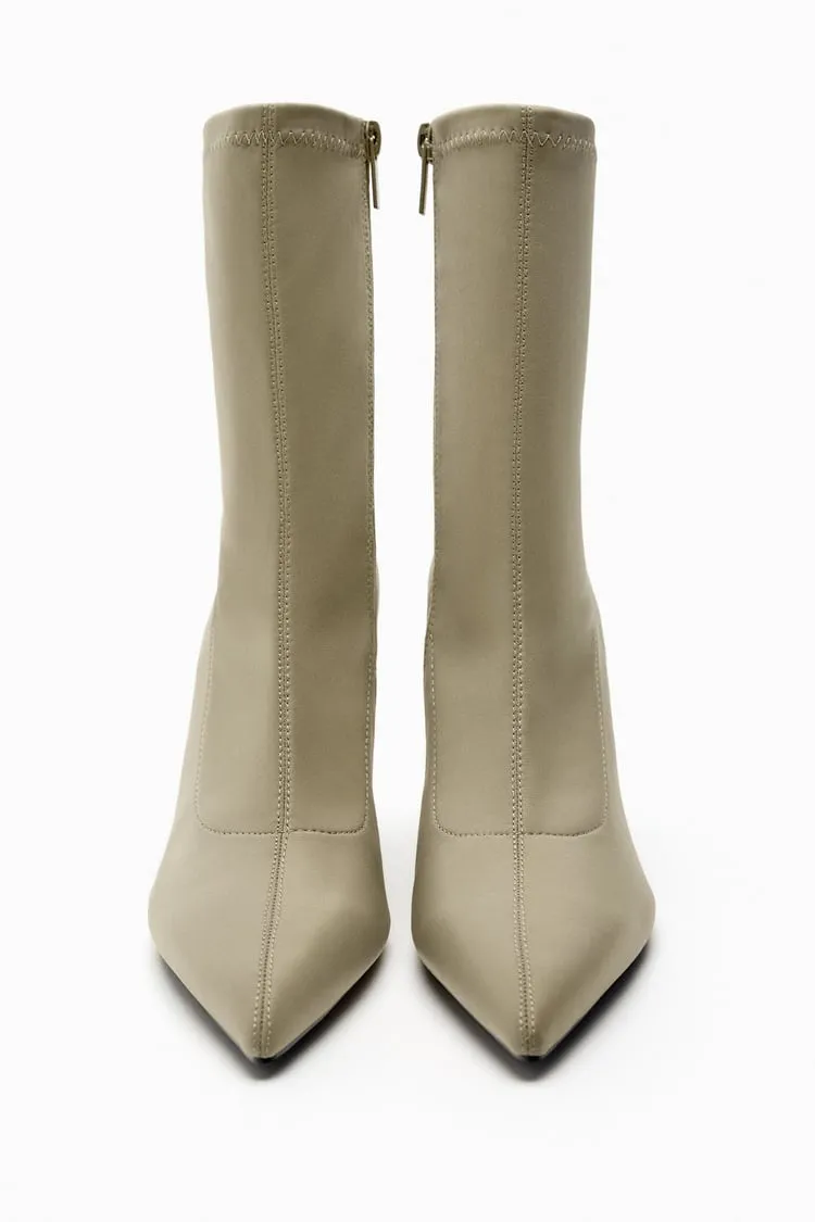 FABRIC HIGH HEEL ANKLE BOOTS WITH STRETCH