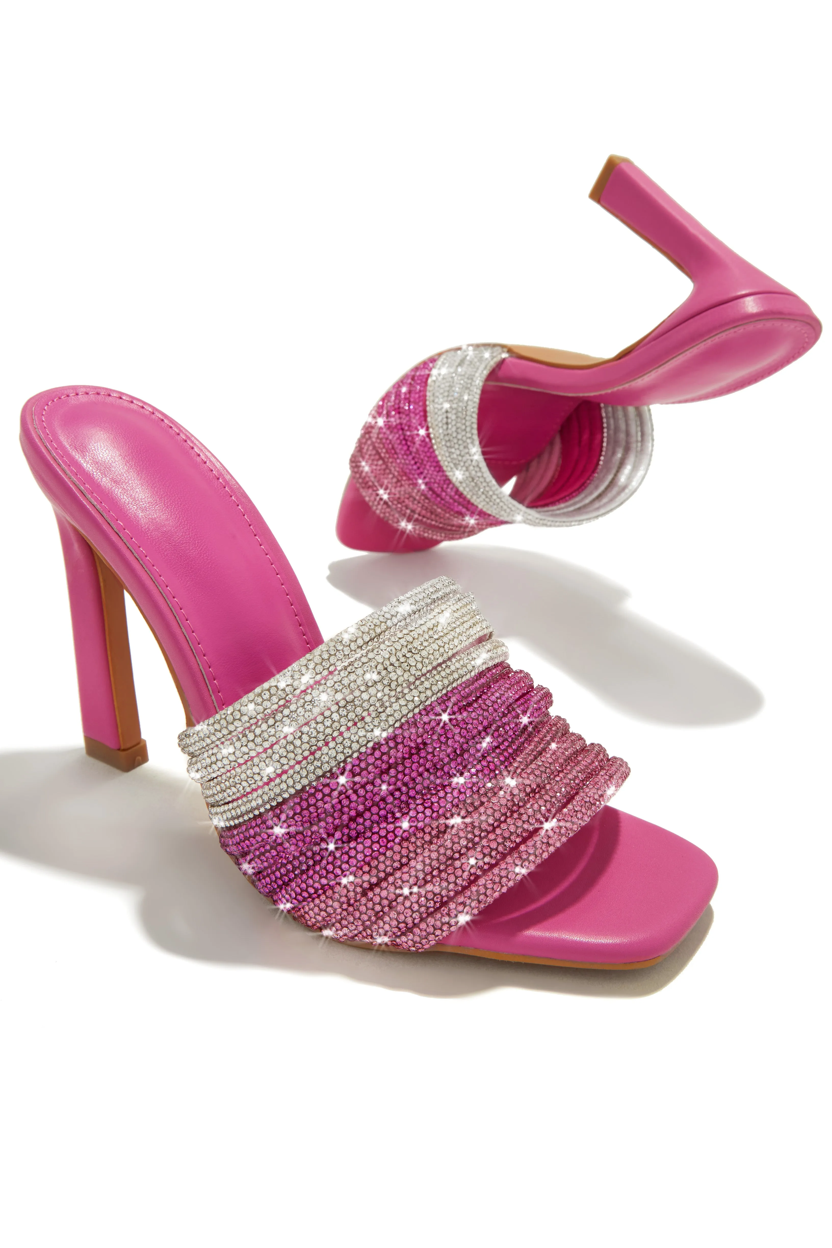 Feeling Myself Embellished High Heel Mules - Pink