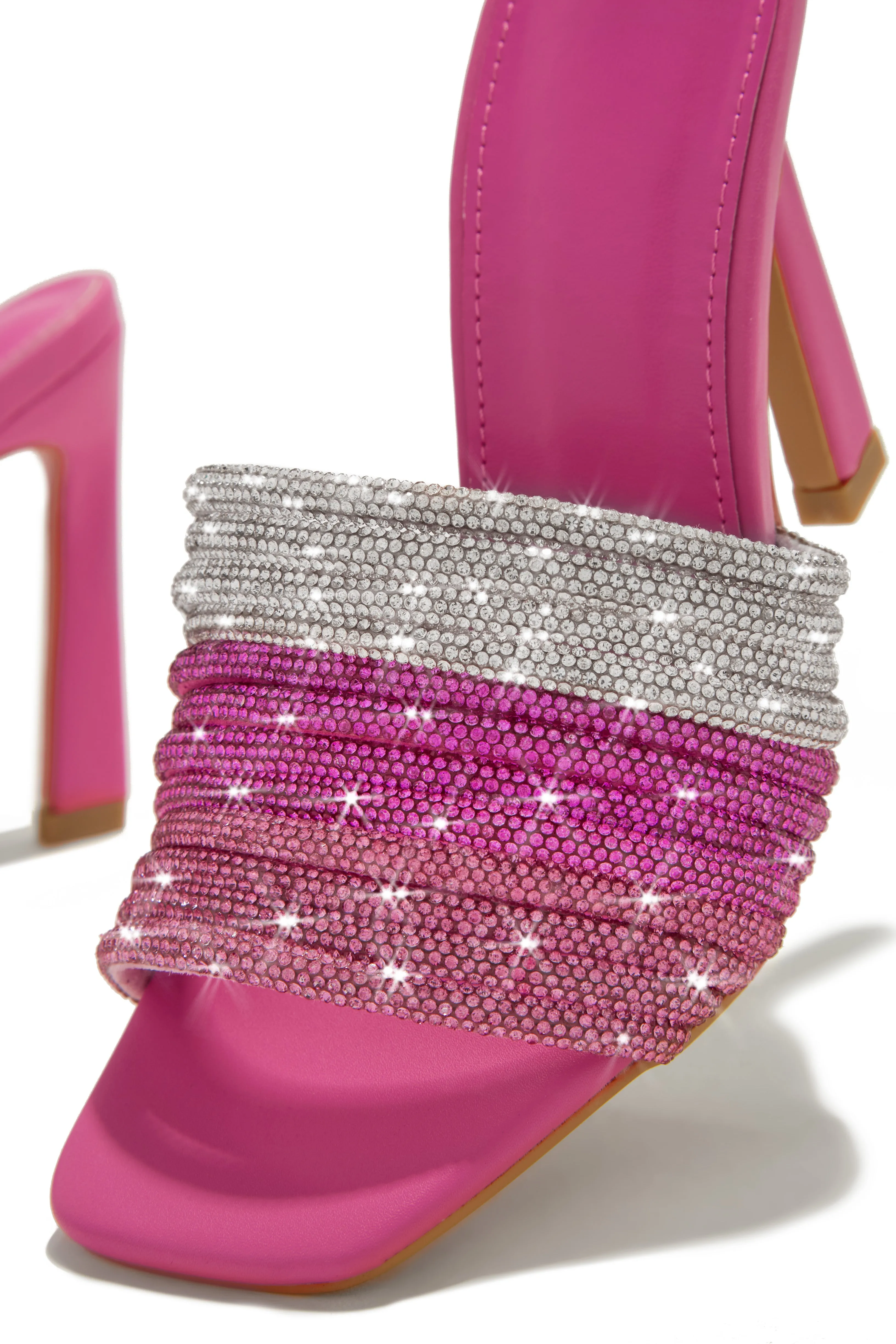 Feeling Myself Embellished High Heel Mules - Pink