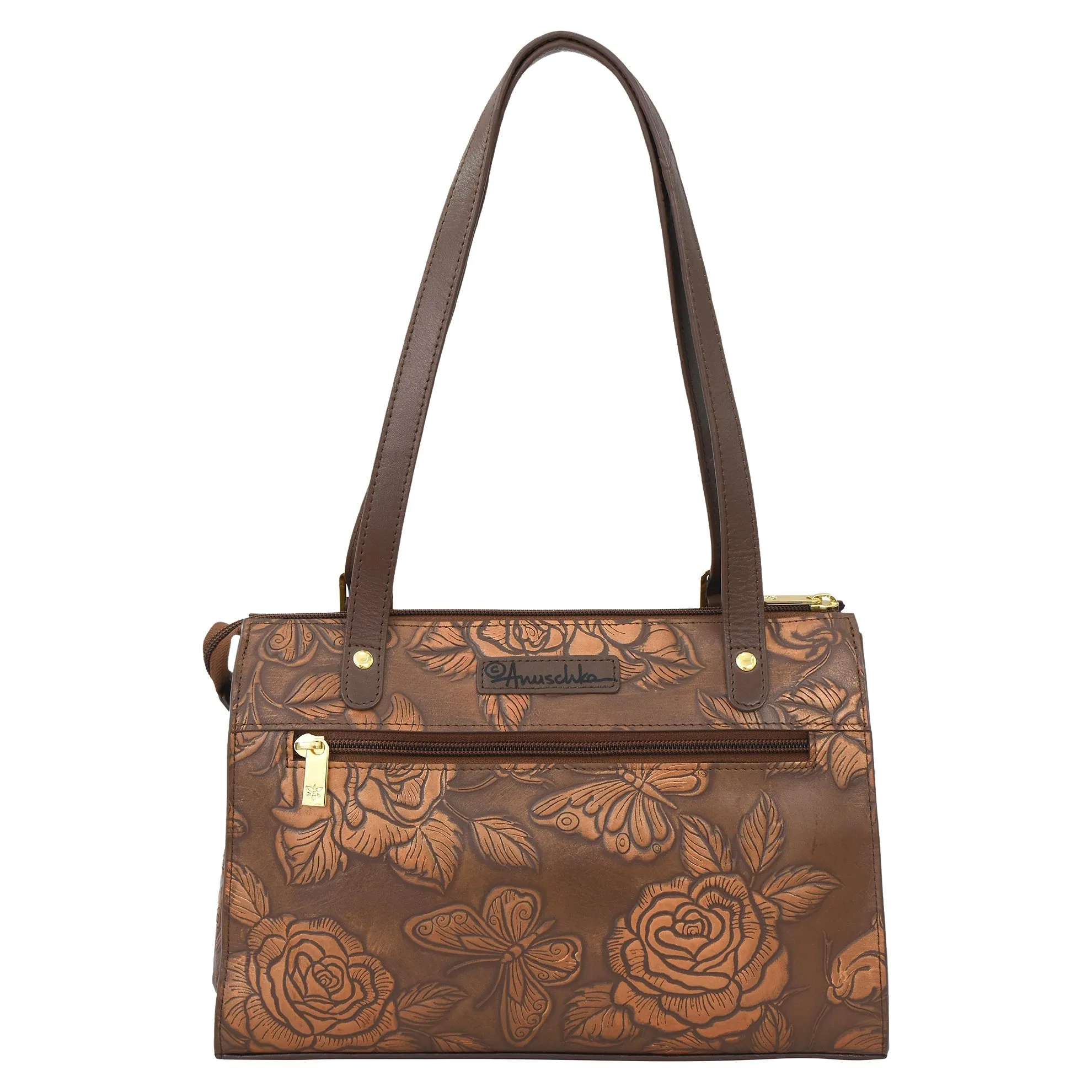 Hand Painted Rose-Embossed Shopper Tote