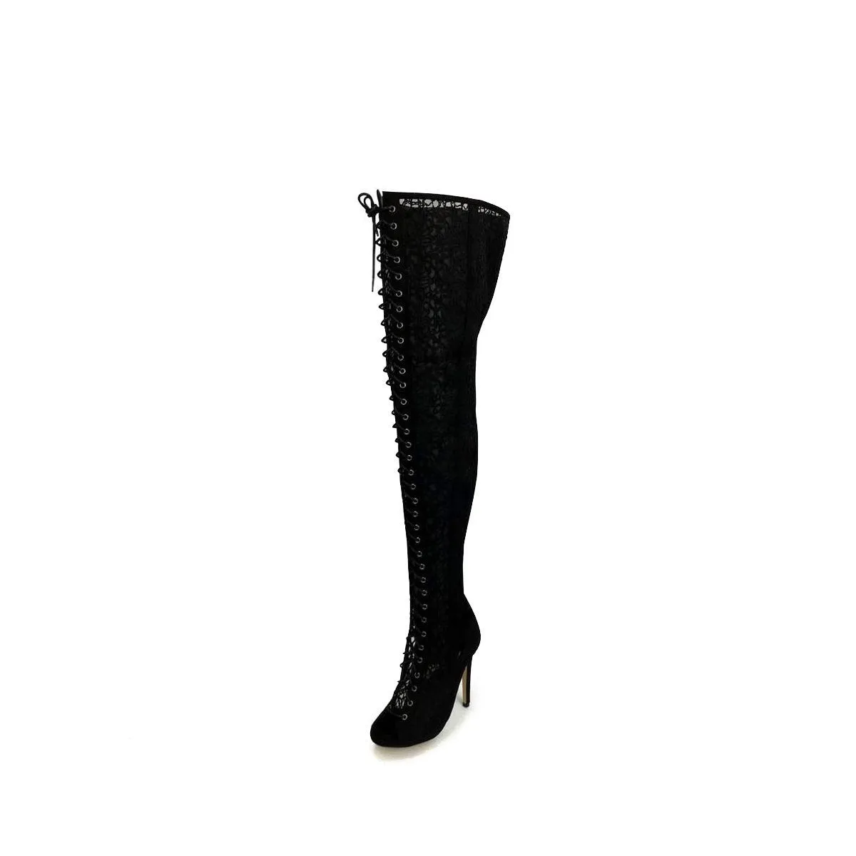 Issie Stiletto Lace Over Knee Boot
