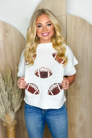 Ivory Sequin Football Sleeveless Sweater *Final Sale*