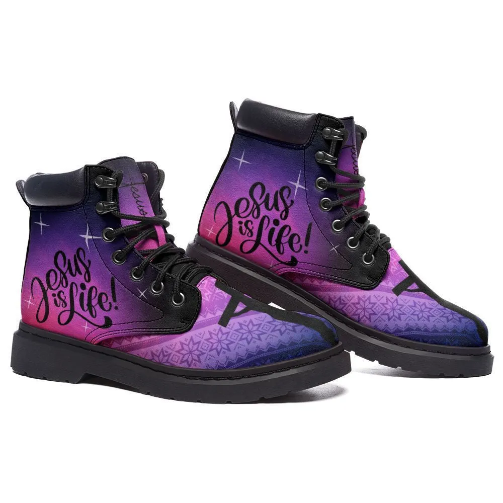 Jesus Leather Boots Purple - Christian Shoes For Men And Women