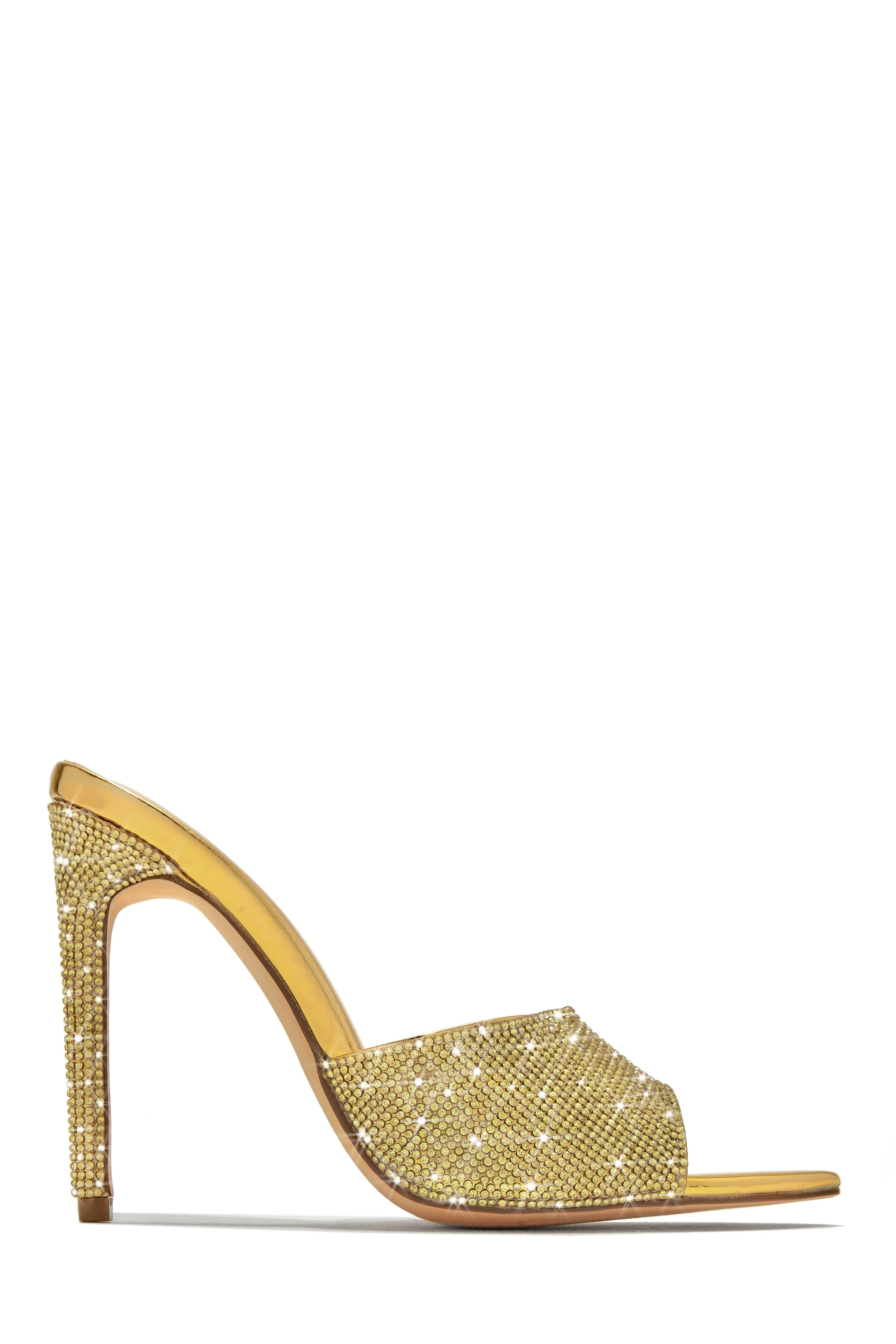 Juliene Embellished High Heel Mules - Silver