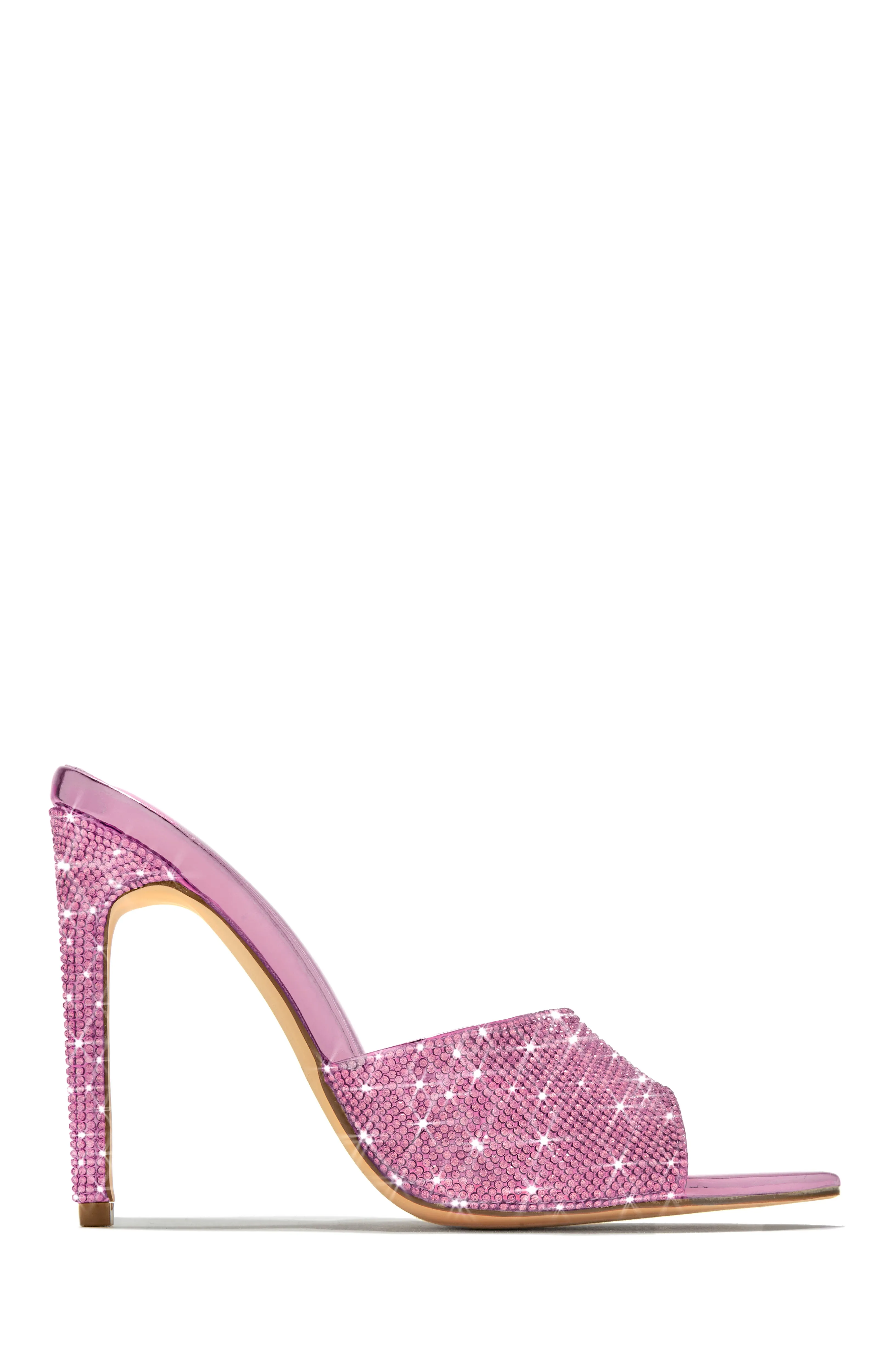 Juliene Embellished High Heel Mules - Silver