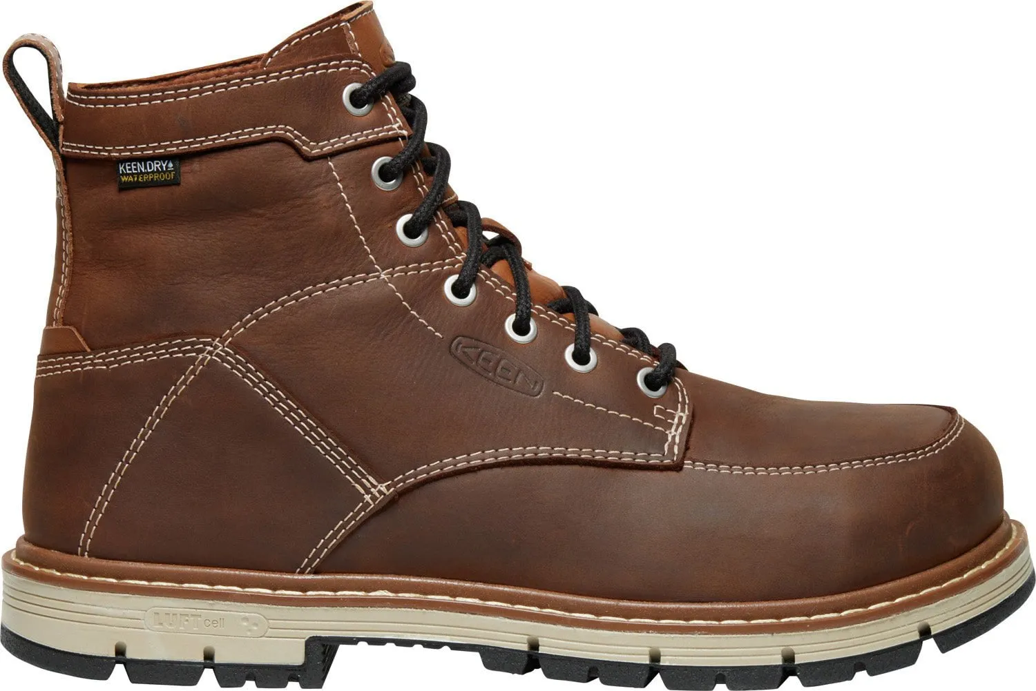 Keen Utility Mens San Jose 90 Degree 6in WP AT Bison/Black Leather Work Boots