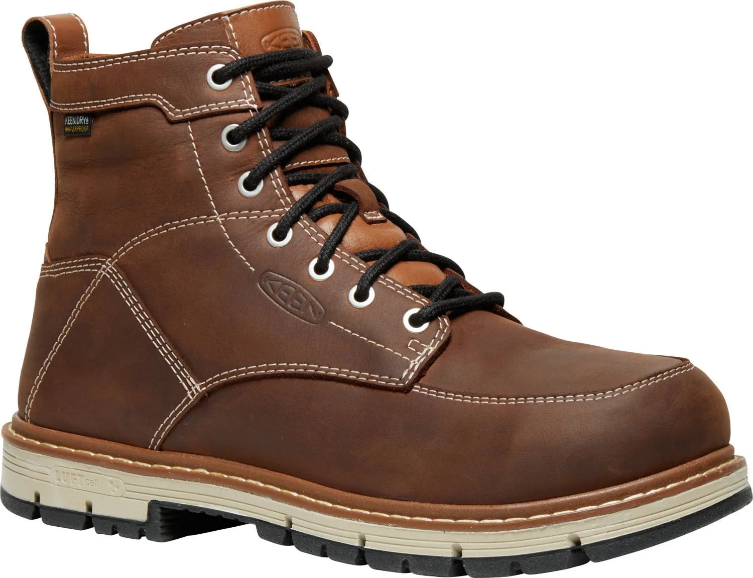 Keen Utility Mens San Jose 90 Degree 6in WP AT Bison/Black Leather Work Boots