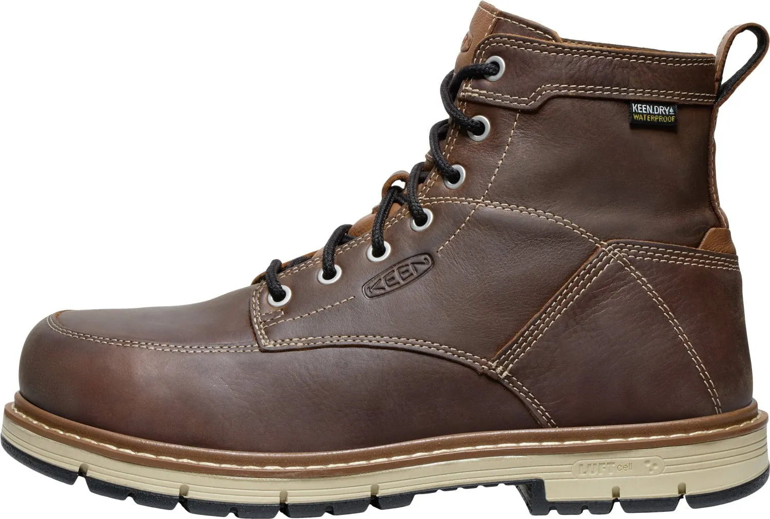 Keen Utility Mens San Jose 90 Degree 6in WP AT Bison/Black Leather Work Boots
