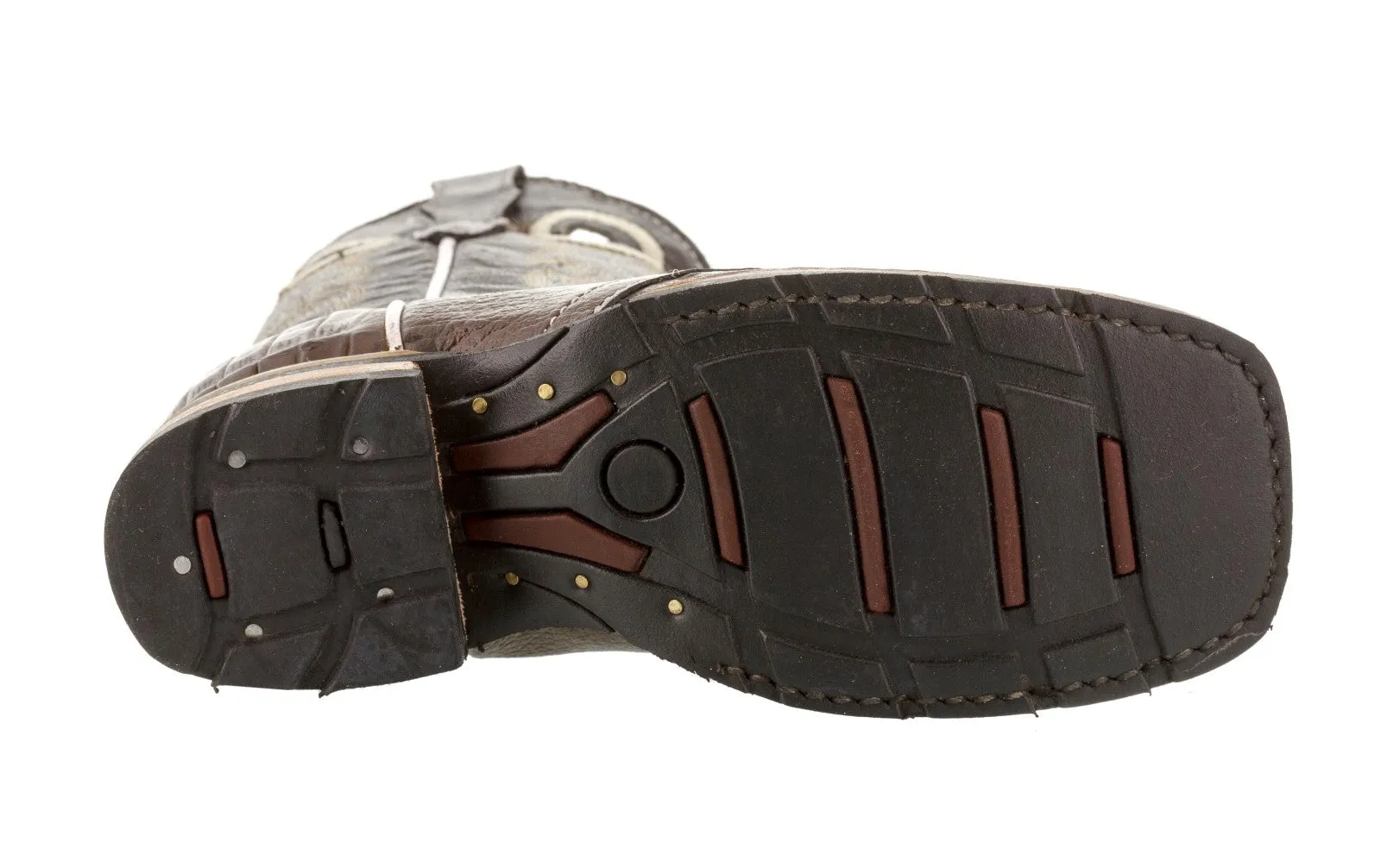 Kids Brown Crocodile Belly Print Cowboy Boots - Square Toe