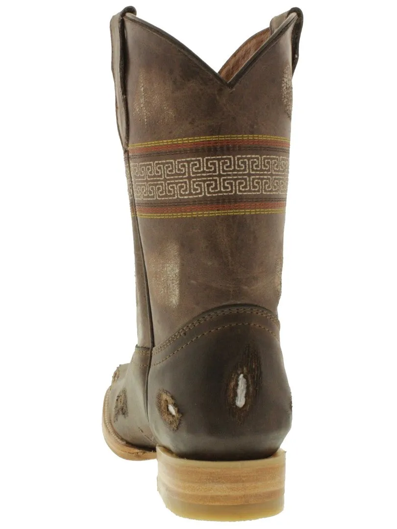 Kids Toddler Childrens Brown Cowboy Boots Work Biker Rodeo Western Square Toe