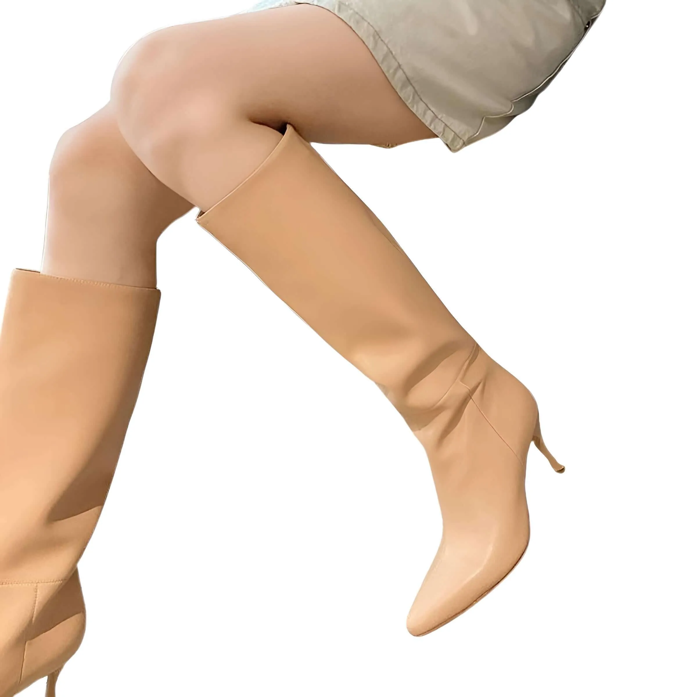 Knee Boots Genuine Leather Sexy Thin High Heel Boots For Women