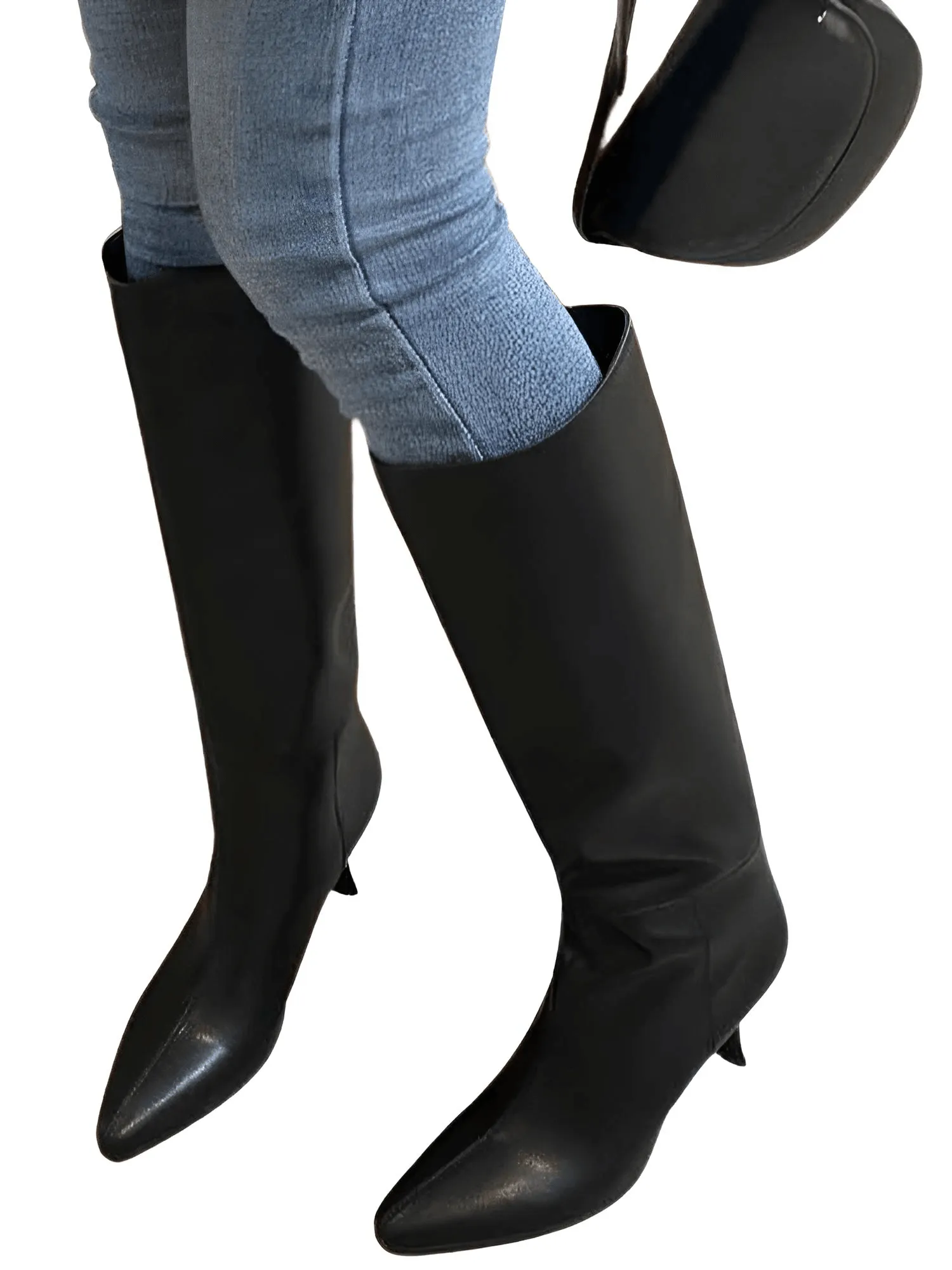 Knee Boots Genuine Leather Sexy Thin High Heel Boots For Women