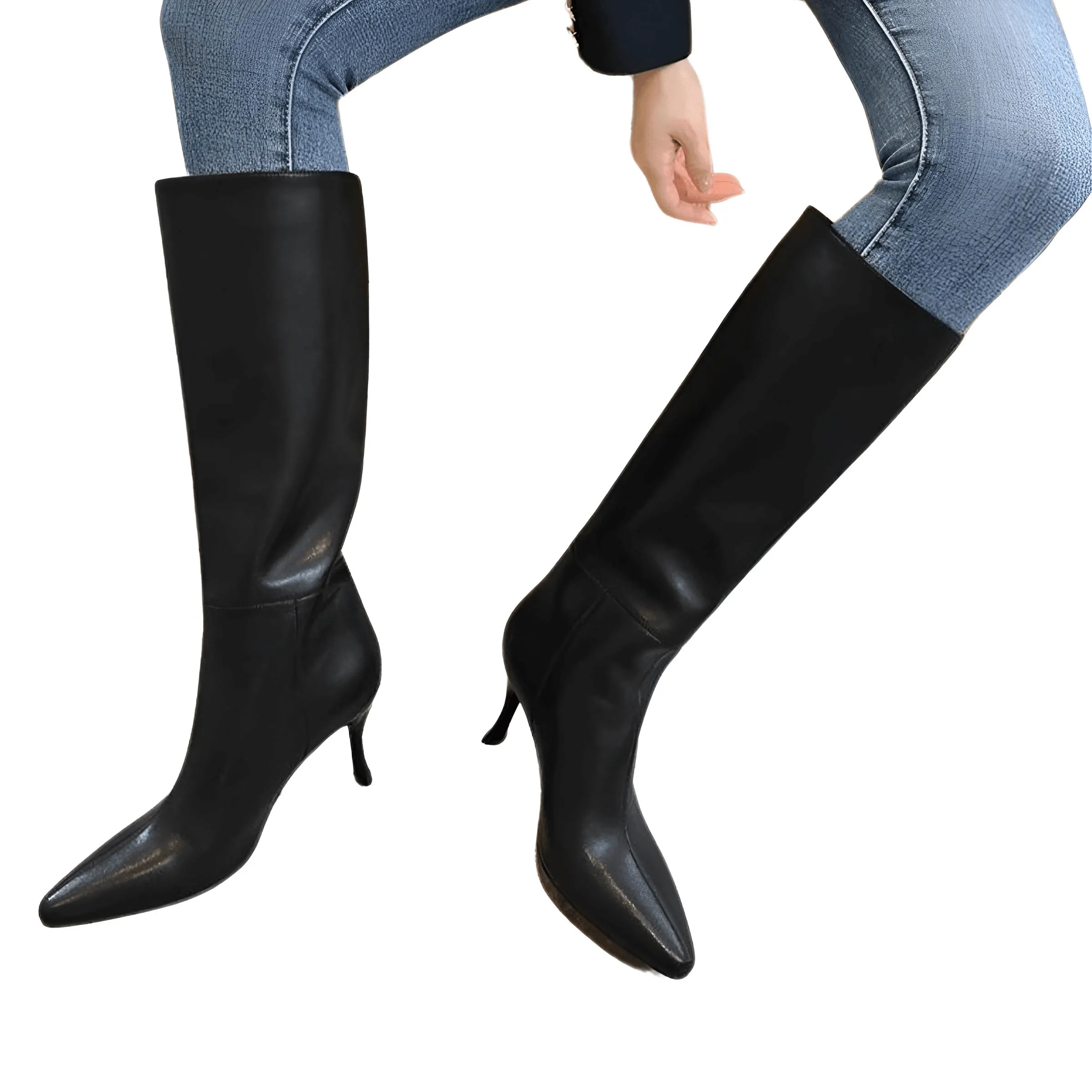 Knee Boots Genuine Leather Sexy Thin High Heel Boots For Women