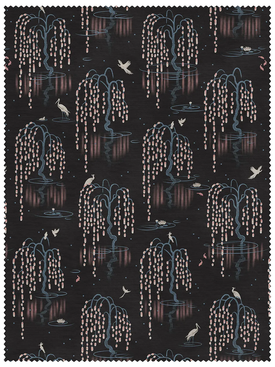 Kyoto Blossom 'Black Cherry' Linen Sample