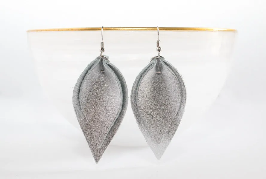 Leather Double Petal Earrings