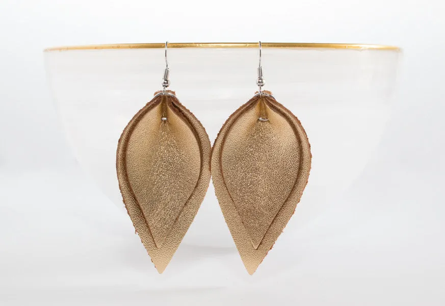 Leather Double Petal Earrings
