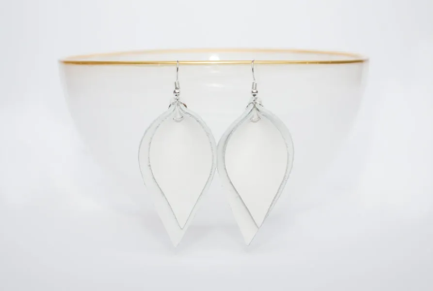 Leather Double Petal Earrings