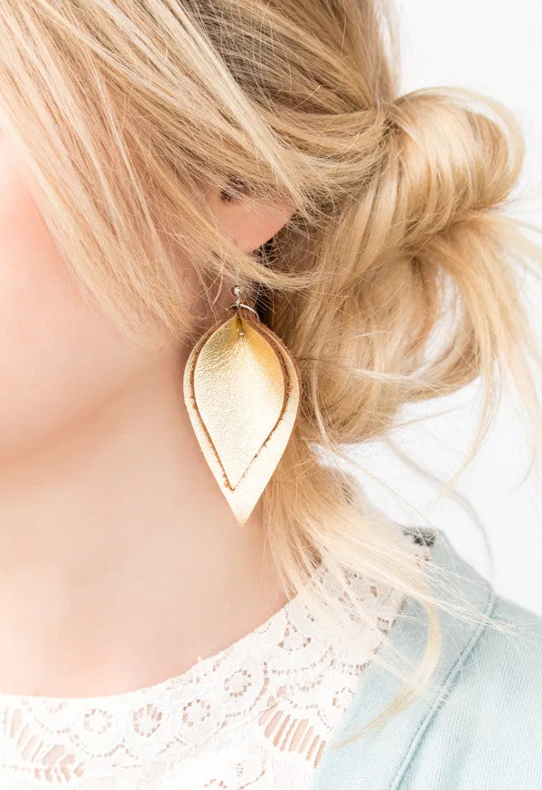 Leather Double Petal Earrings