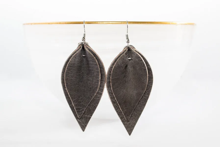 Leather Double Petal Earrings