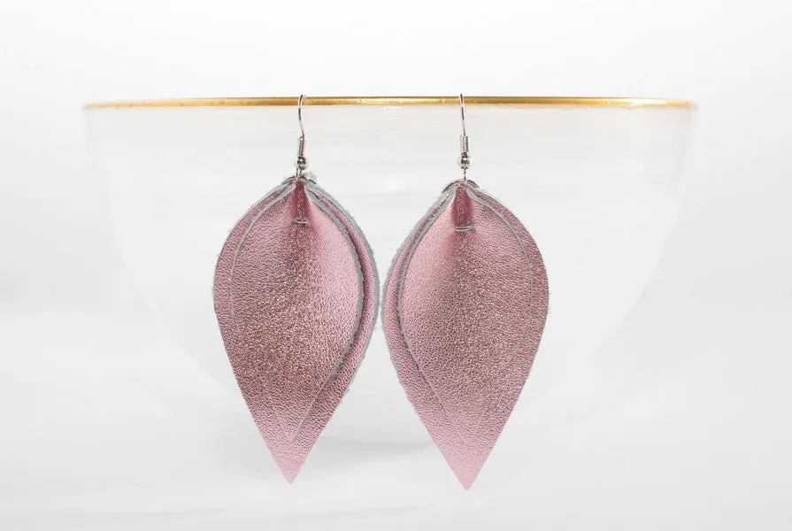 Leather Double Petal Earrings