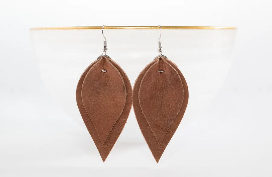 Leather Double Petal Earrings
