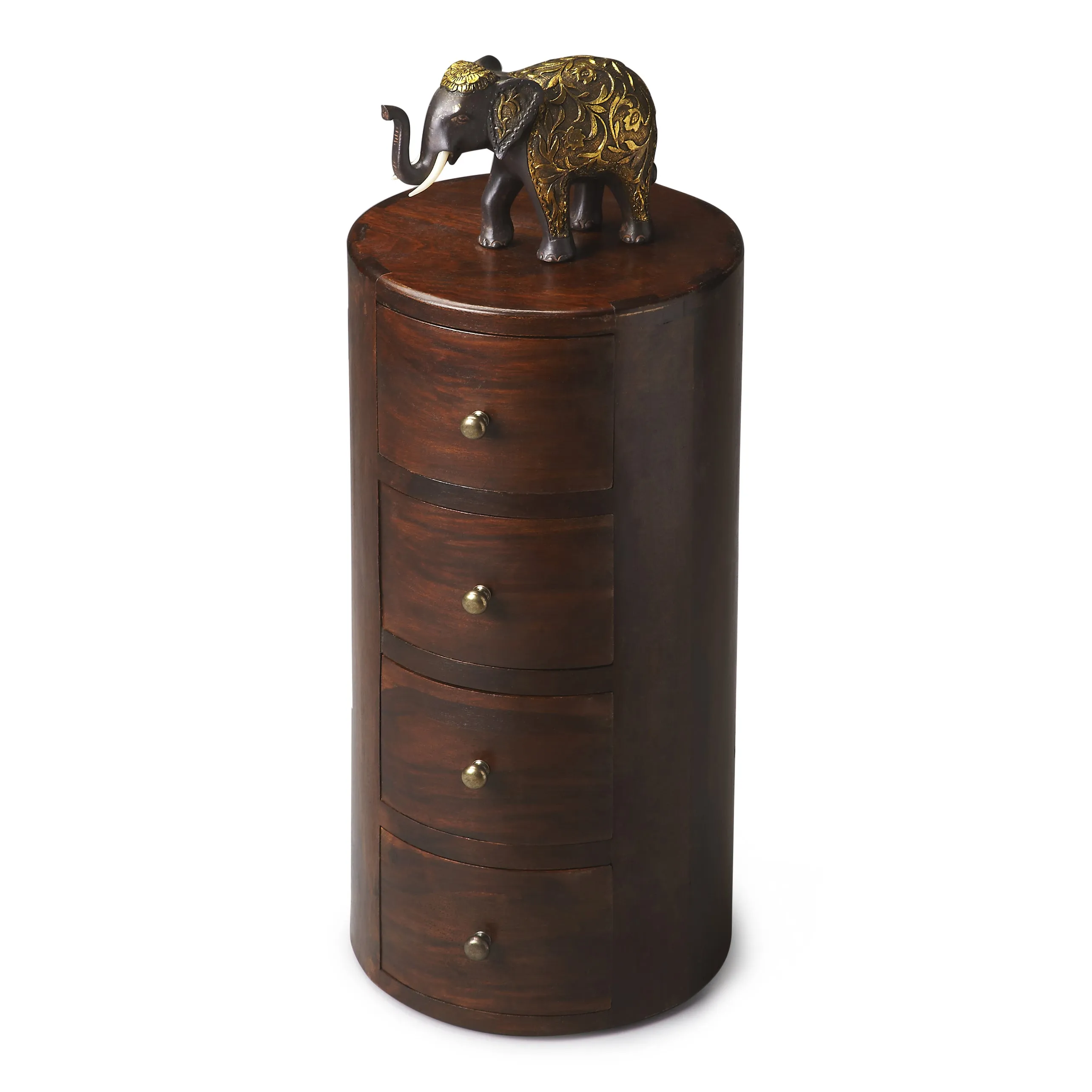 Liam Solid Wood End Table with Storage in Dark Brown  1176260