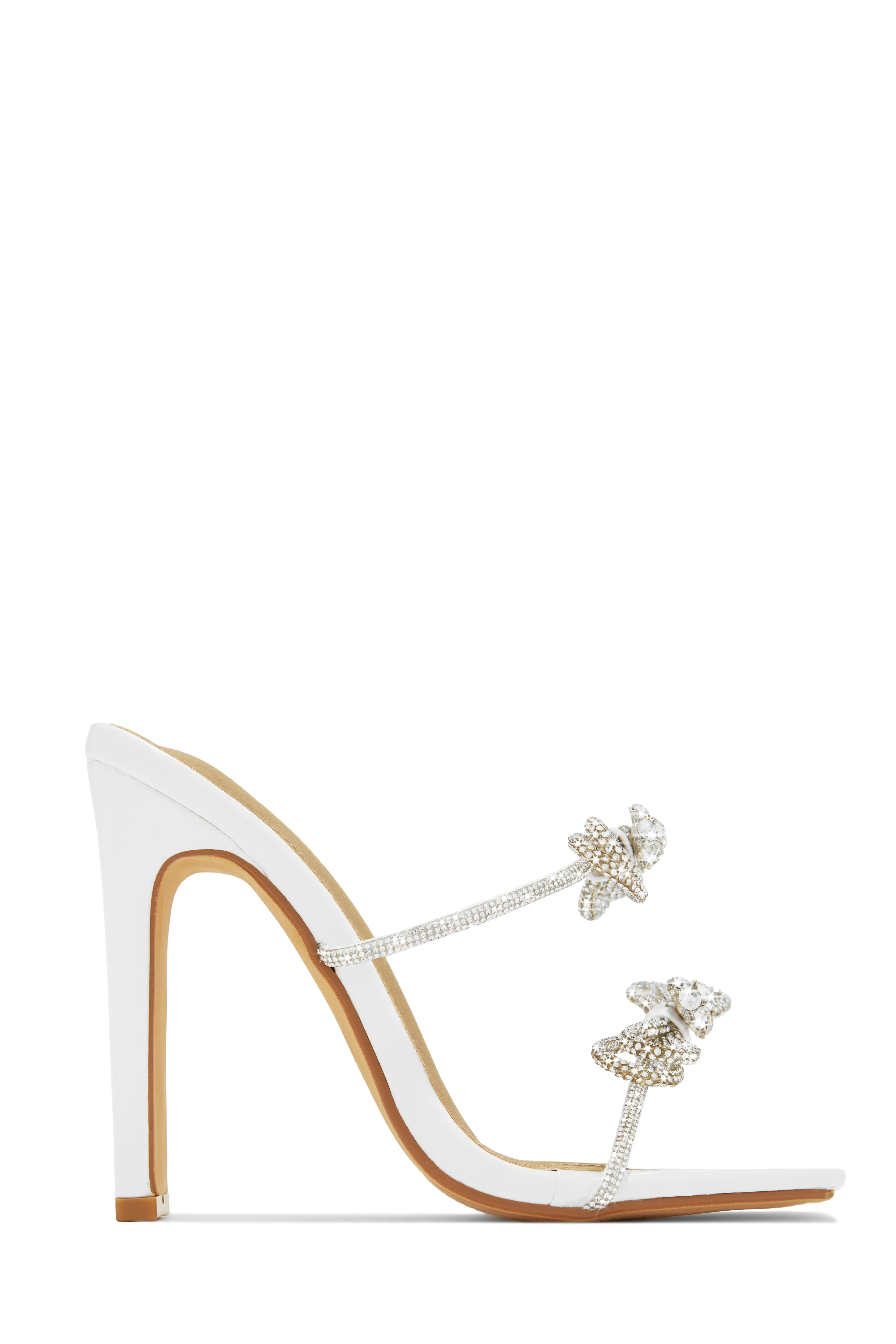 Life Is A Party Embellished High Heel Mules - Nude