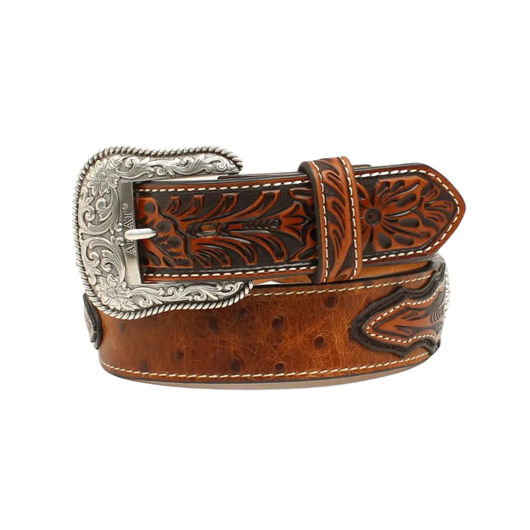 M&f Men's Ariat Conchos Ostrich Print Brown Belt