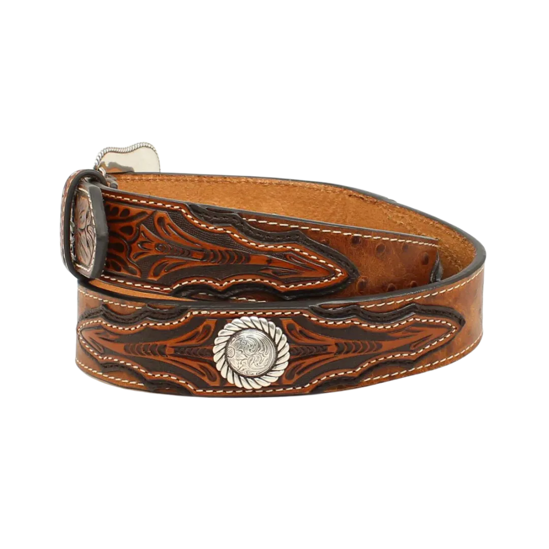 M&f Men's Ariat Conchos Ostrich Print Brown Belt