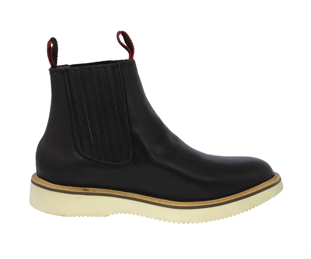 Mens 100RA Black Work Boots Leather Elastic Gusset  - Soft Toe