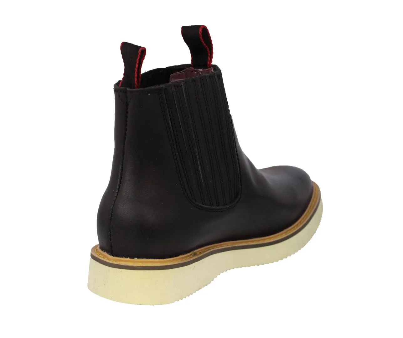 Mens 100RA Black Work Boots Leather Elastic Gusset  - Soft Toe