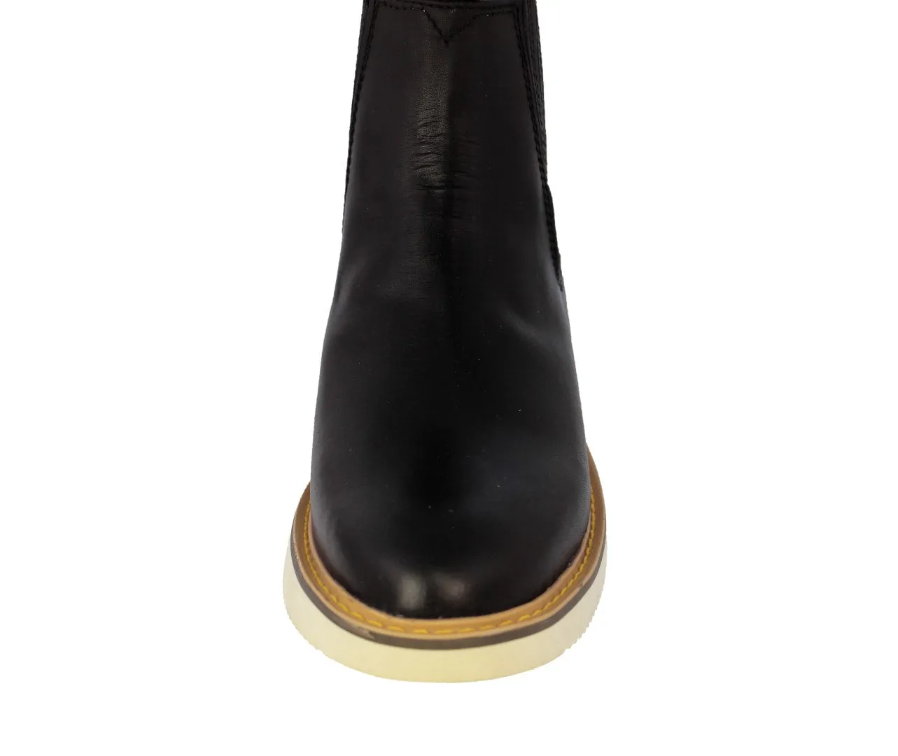 Mens 100RA Black Work Boots Leather Elastic Gusset  - Soft Toe