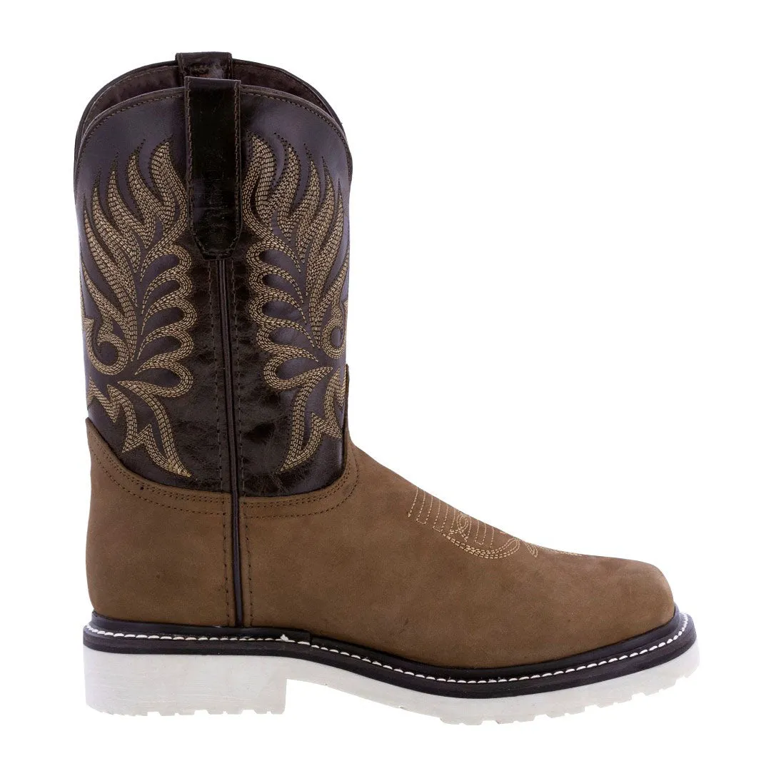 Mens 750 Brown Leather Work Boots Slip Resistant Soft Toe
