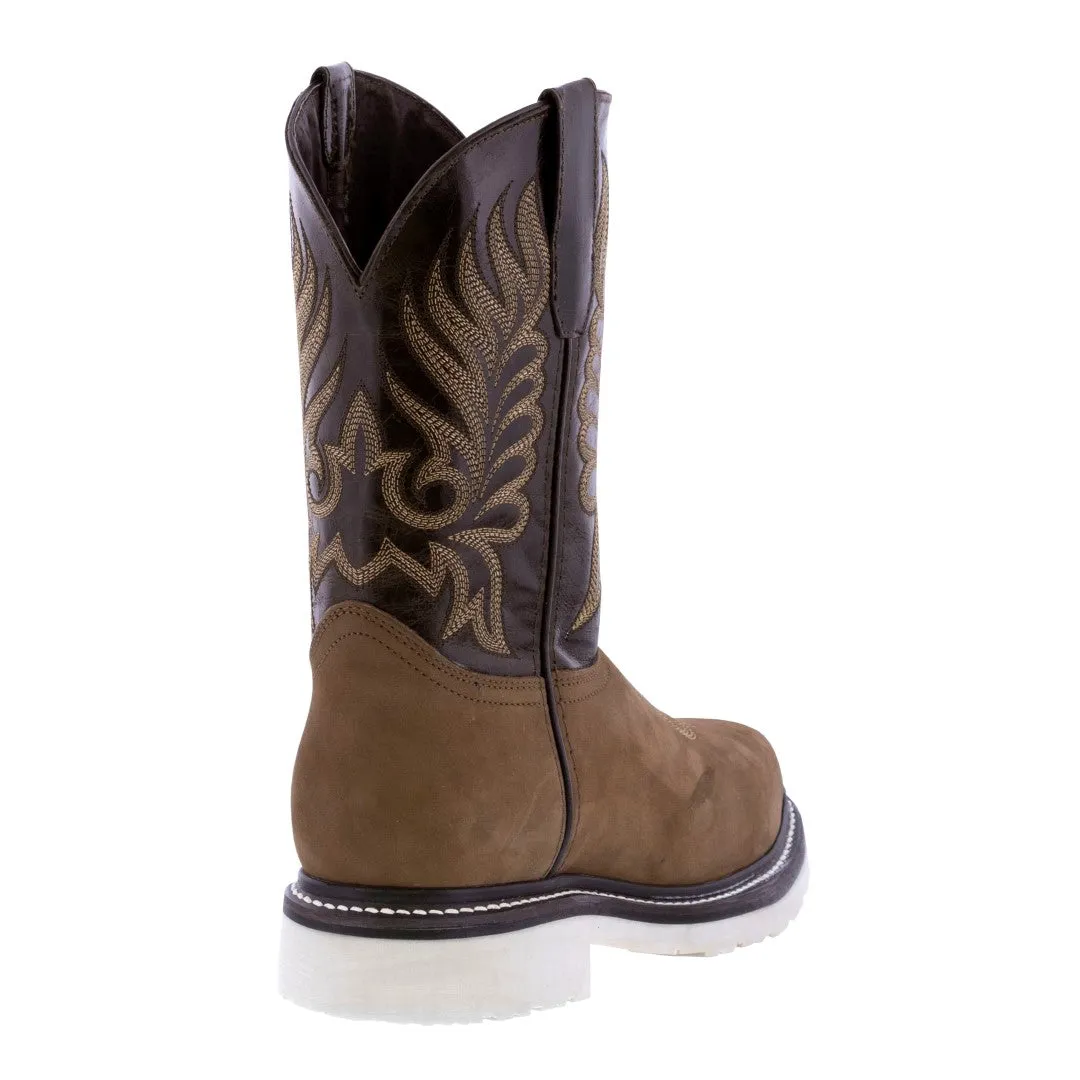 Mens 750 Brown Leather Work Boots Slip Resistant Soft Toe