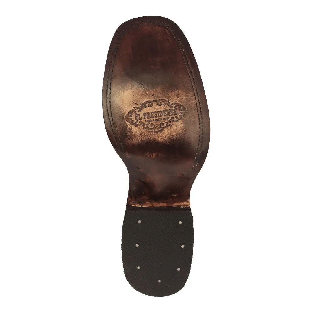 Mens Frances Brown Chelsea Leather Boots - Square Toe