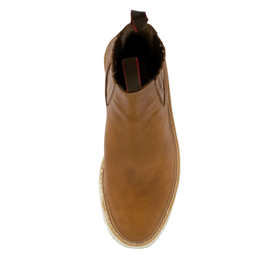 Mens T20W Honey Brown Leather Work Boots Pull On Soft Toe