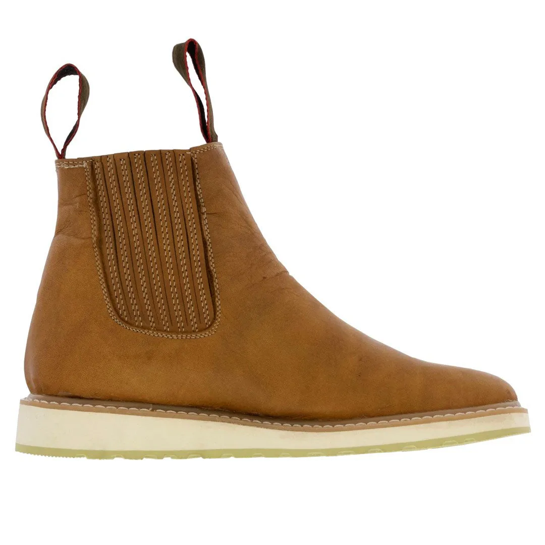 Mens T20W Honey Brown Leather Work Boots Pull On Soft Toe