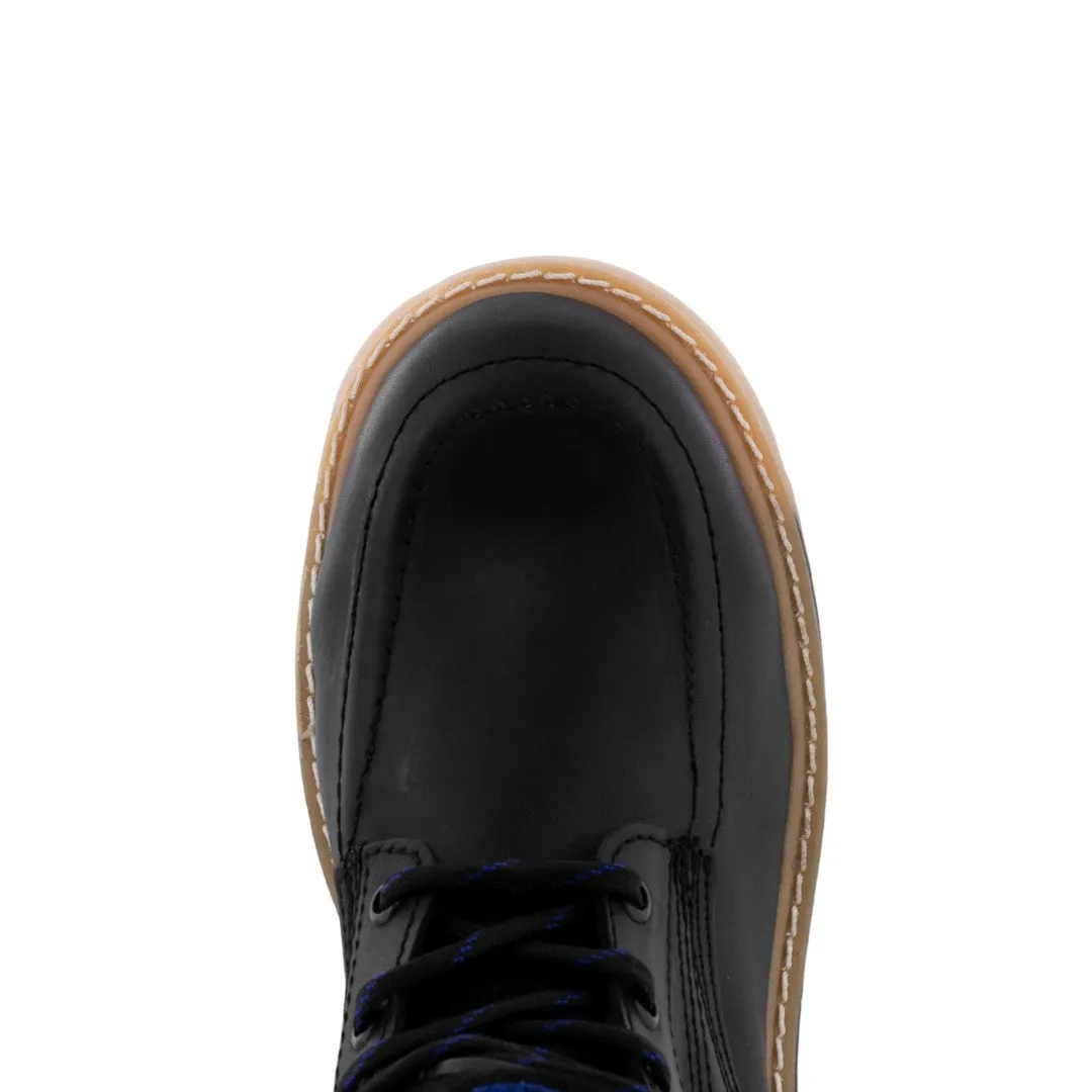 Mens T30W2 Black Leather Work Boots Zipper Soft Toe