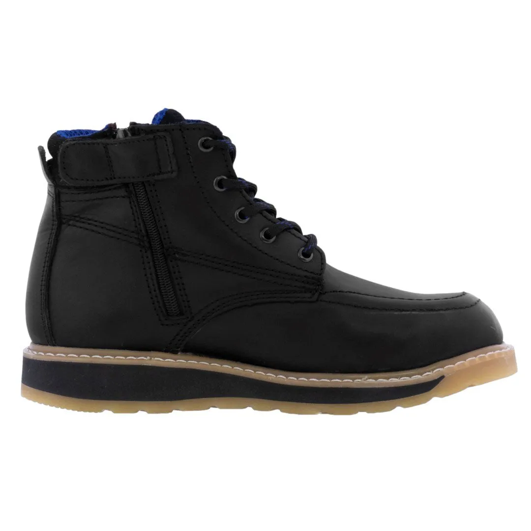 Mens T30W2 Black Leather Work Boots Zipper Soft Toe
