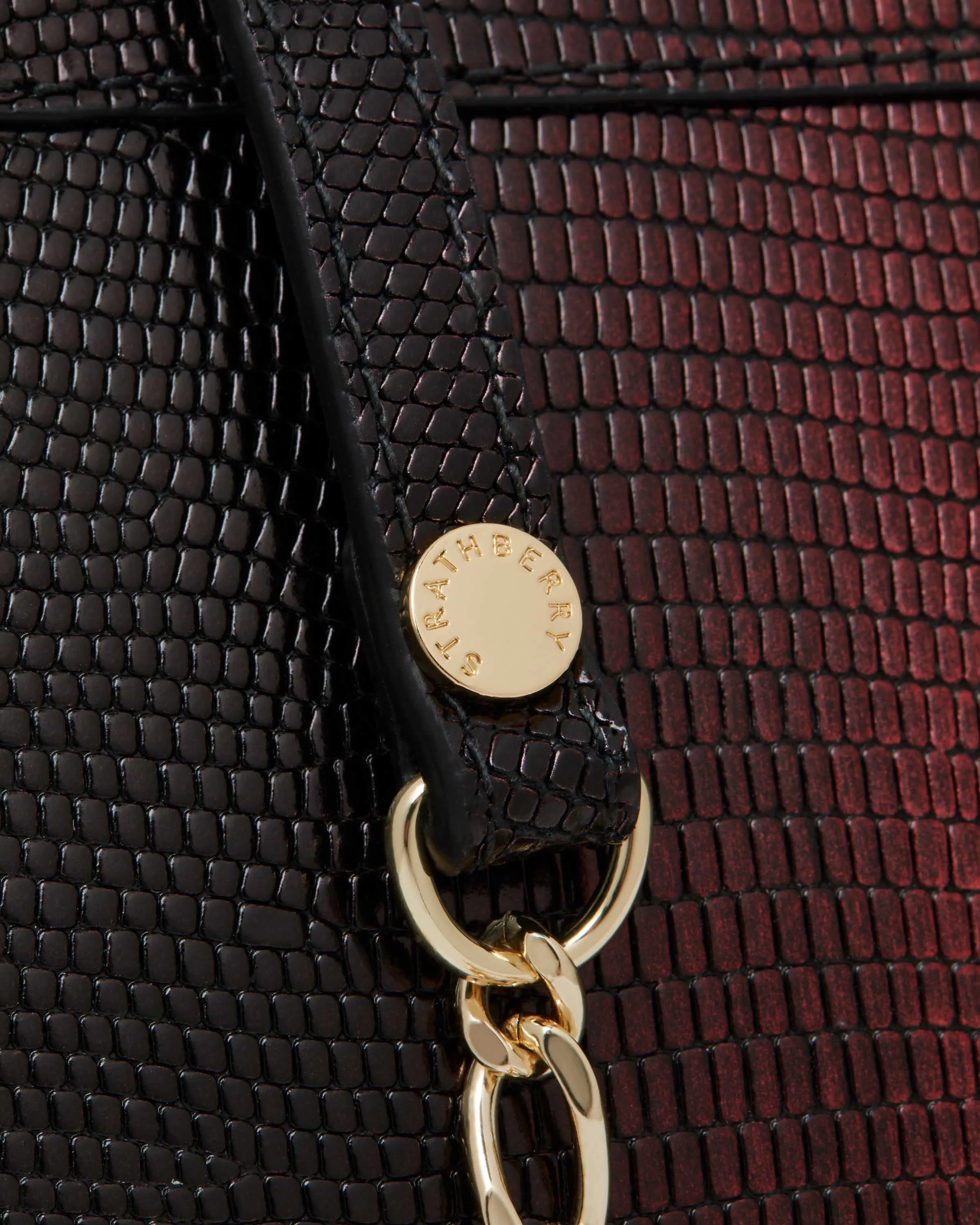 Multrees Chain Wallet - Lizard-Embossed Leather Burgundy Dégradé