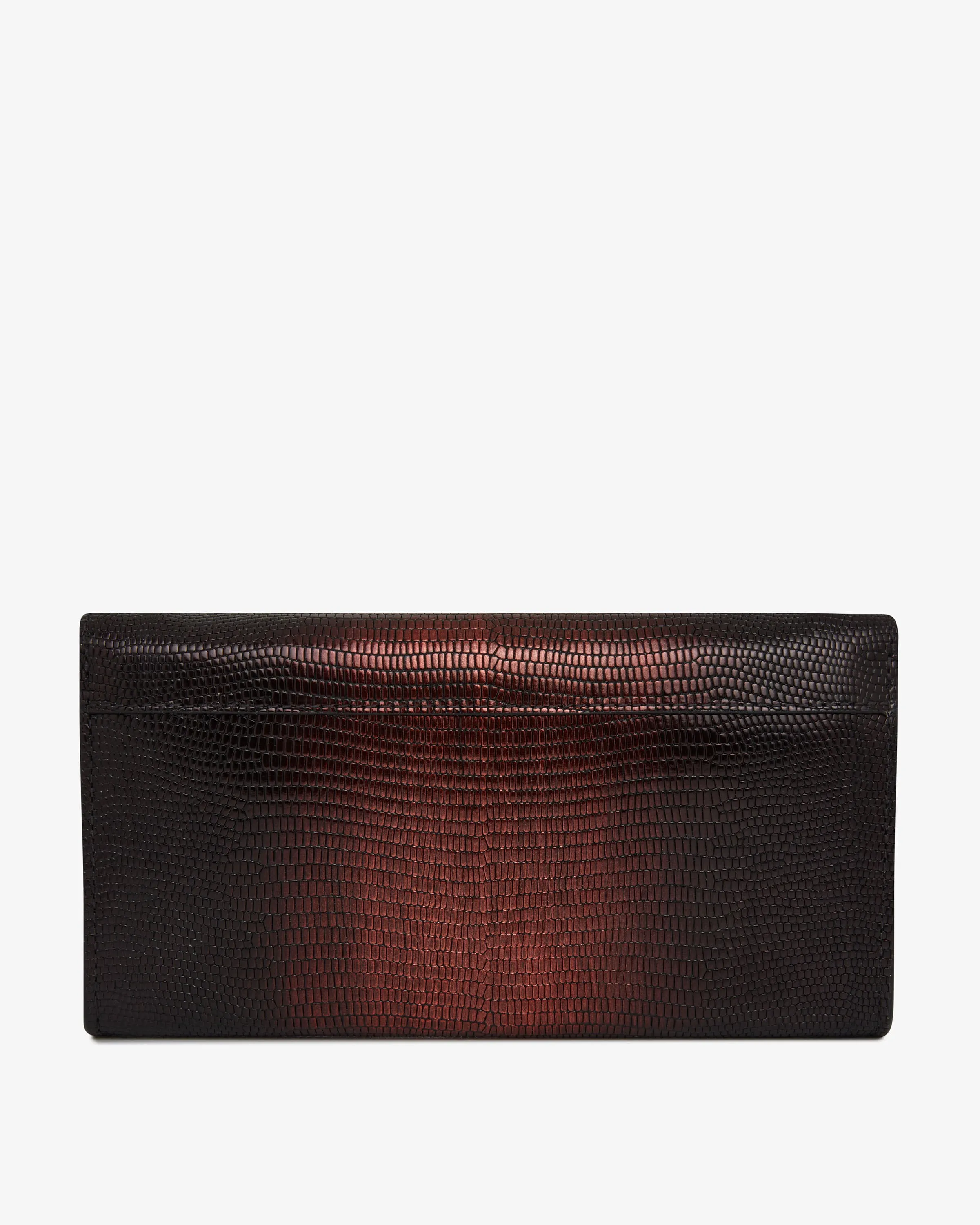 Multrees Chain Wallet - Lizard-Embossed Leather Burgundy Dégradé