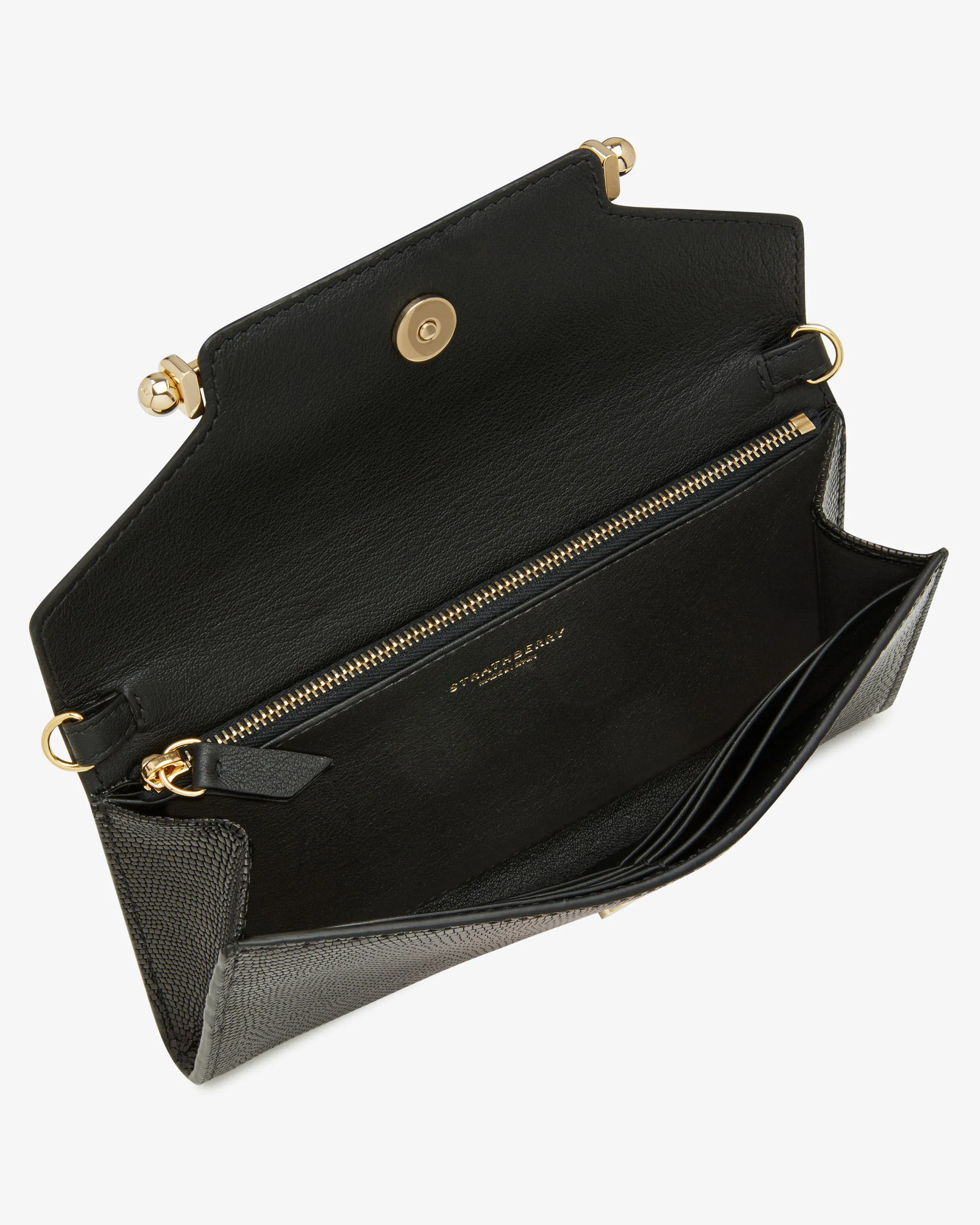 Multrees Chain Wallet - Lizard-Embossed Leather Burgundy Dégradé