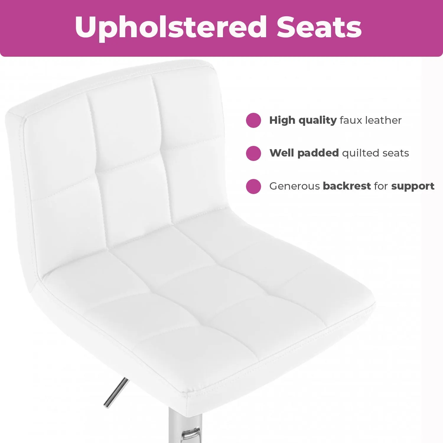 Neo White Faux Leather Swivel Bar Stool with Polished Chrome Leg