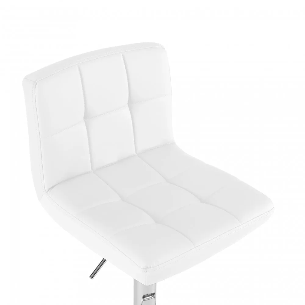 Neo White Faux Leather Swivel Bar Stool with Polished Chrome Leg